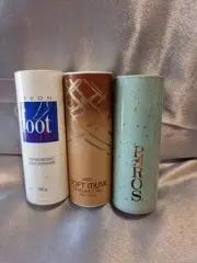 LOT 3 AVON PERFUMED BODY TALC Powders Foot Works , Soft Musk ,paros Bulk Lot