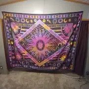 Tapestry Moon Sun Trippy Psychedelic 7.5 x 6ft XL size