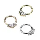 Baguette CZ Fan Hoop Nose Helix Daith Tragus Conch Cartilage Earrings Rings
