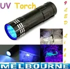 Mini Aluminium UV ULTRA VIOLET 9 LED FLASHLIGHT BLACKLIGHT Torch Light Camping #