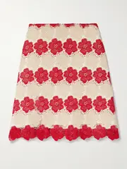 [Miguelina] Miguelina - Koa Guipure Lace Mini Skirt - Red - x small x small Red