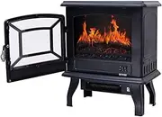 Electrical Fireplaace Heating Stove Portable Freestanding Electric Stove Heater Fireplace 1400W Electric Stove Heater with Wood Burner Flame Effect Outdoor Patio Heating,Practical