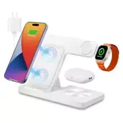 Wireless Charger, 3 in 1 Charging Station for Multiple Devices, Wireless white