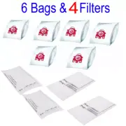 6 x Vacuum Cleaner Bags + 4 Filters For Miele Compact C2 Cat&Dog PowerLine SDBB0