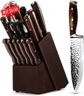 15-Piece Kitchen Knife Set with Wooden Block German Steel Chef & Steak Knives