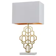 Akron Large Table Lamp, Antique Gold &amp; White