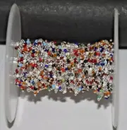 2mm Multi beads bulk beaded cluster rosary chain, silver plated jewelry chain