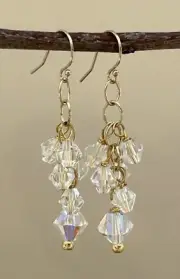 Clear Crystal Gold Filled Cluster Earrings Sundance Treasures Jewelry