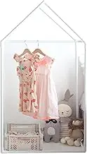 PETITE MAISON Kids Closet - Dress up Clothing Garmet Rack, Hanging Costume Organizer with Cute House Frame, Handmade Premium Quality, 25" x 17" x 47", Aluminium Super-Light, Medium White