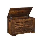 DINZI LVJ Storage Chest Flip-Top Wooden Toy Box with 2 Safety Hinges Retro En