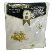 Twin Fitted Bed Sheet Springmaid Yellow Rose Cotton Percale Wondercale Vintage