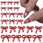 Red Bow Nail Charms Bulk Alloy Nail Bow Charms for Nails Design Cute Bows for