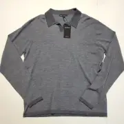 New $175 Robert Barakett Thin Knit WOOL 2XL XX-LARGE Open Collar Polo Sweater