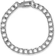 [JewelryWeb] 925 Sterling Silver 8 Rhodium Plated Square Curb Chain Bracelet 20 Centimeters is 9mm Wide Finished Links 9mm X 7mm Link-Bracelet for Women and Men