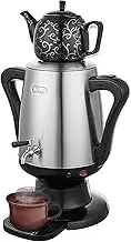 Electric Turkish Coffee Maker,Turkey Coffee Maker Kettle with Anti Scald Handle,4L Stainless Steel Pot & 1L Ceramic Tea Cup,Electric Kettle,Tea Maker Kettle Set,for Coffee,Scented Tea,Turkish Tea