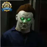 Michael Myers Mask With LED Light Movie Halloween Horror Adult Latex Face Cover