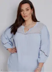 Autograph Top Plus Size 26 Blouse Shirt Tunic Lace Viscose Blue 3/4 Sleeve R$105