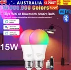Smart WiFi RGB White E27 B22 15W LED Light Bulb Globe Lamp For Alexa Google Home