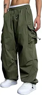 [Generic] Mens Baggy Cargo Pants Casual Parachute Pants Trendy Harem Pants Hip Hop Streetwear with Pockets Loose Fit Joggers