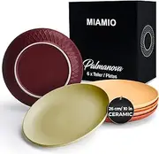 Plates Set of 6 / Modern Plate Set Made of Ceramic/Stoneware - Palmanova Collection (Magma Red, 26 cm)