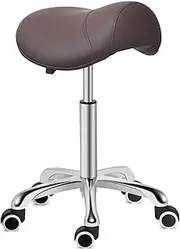 [Kaleurrier] Saddle Stool Rolling Swivel Height Adjustable with Wheels,Heavy Duty Anti-Fatigue Stool,Ergonomic Stool Chair for Lab,Clinic,Dentist,Salon,Massage,Office and Home Kitchen (Coffee)