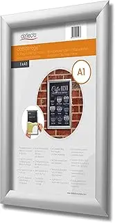 Pk 5 x A1 Snap Frame Silver - Aluminium Clip Frames - Wall Mount Picture Frames - Posters Display Holder - Front Opening Picture Frame Clips