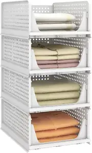 Stackable Plastic Storage Basket, Foldable Closet Organizers and Storage Bins 4