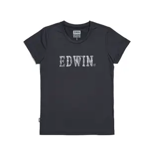 EDWIN 涼感系列 大LOGO圓領短袖T恤(黑色)-女款