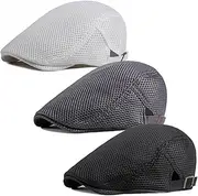 [LUTICELI] Men's Breathable Mesh Summer Hat Newsboy Flat Ivy Cap Gatsby Cabbie Caps
