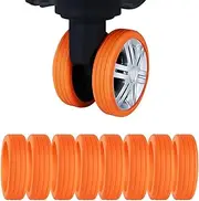 [FOHOME] Luggage Wheel Covers for Suitcase 8 Pack Orange Luggage Wheel Covers Silicone Wheels Protector Cover for Carry On Suitcases Office Chair Caster with Wheels