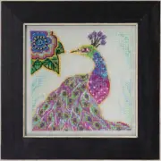 Mill Hill Cross Stitch Kit - Laurel Burch - Peacock 5" X 5"