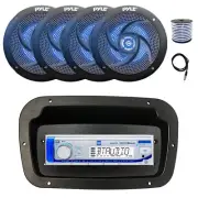 Dual Marine Radio, Spa Bezel, Adapter,Antenna,Wire, 4x 4" 100W LED Black Speaker