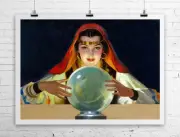 Mysterious Fortune Teller With Crystal Ball Rolled Paper Giclee Print 32x24 in.