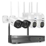 Hiseeu 8WK-4HBC25 Wireless Camera Security System Kit 5MP 5X Digital PTZ 4CH Outdoor CCTV Camera Set 2 way audio IP66 Vi