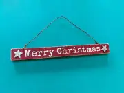 PRIMITIVES BY KATHY - MERRY CHRISTMAS HANGING SIGN WITH STARS - NEW!!!!!!!!!!!!!