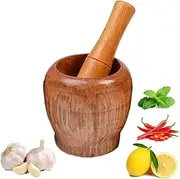 Pestle & Mortar Set, Garlic Herb Spice Coffee Beans Mixing Grinder Crusher, Wooden Manual Garlic Masher, Garlic Crusher, Ginger Crusher, Masher Mincing Kitchen Pounding Tool