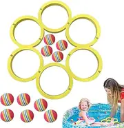 Pool Game with Score, EVA Foam Pool Floats with 10 Colorful Tossing Balls, Floating Swimpool Balls Games, Skimming Pieces, Swimpool Throwing Ball Toy, Summer Outdoor Poool/Beach/Meadow Parties Playing