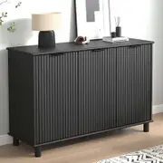 Sorrento 3 Door Sideboard Cupboard - Woodgrain Black