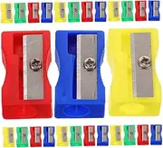 SHOWERORO Manual Pencil Sharpener Set 50pcs Mini Sharpeners Double Hole Design for Boys and Girls Students Artists