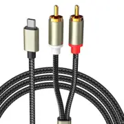 3.5mm/USB C to 2 RCA Audio Cable Aux Cord for iPhone 16 Samsung Laptop Speaker