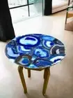 Blue Agate Stone Coffee & Side End Table Top, Living Room Decor Interior