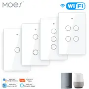 MOES WiFi Smart Light Switch Wall Touch Glass Panel Timer RF433 Alexa Google APP