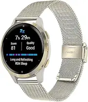 TRUMiRR Replacement for Garmin Venu 3S/Venu 2S/Vivoactive 4S/Vivomove 3S/Forerunner 265S Bracelet, 18 mm Metal Mesh Stainless Steel Watch Strap Replacement Strap for Fossil Women's Q Venture HR 4,