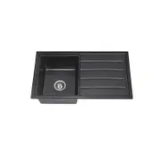 860*490*230mm BK Arcko Granite Matte Black Square Top Mount / Under Mount Single Bowl With Drainer Laundry Kitchen Sink