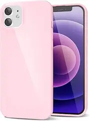 LoeoeL for iPhone 12 Mini Case Silicone, Thin Slim Phone Case Drop Protection, Glossy Grip Soft Rubber Gel Protective TPU Bumper, Cute Trendy Aesthetic Girly Design for Women Men, Light Pink
