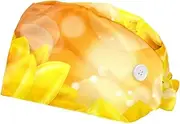 [FVQL] Set of 2 Scrub Caps Women Nurse Hats Surgical Cap, Flower Pattern Sunflowers