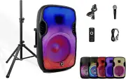 Titan 15A 600W 15Inch LED Powered Bluetooth PA Speaker with Height Adjustable St