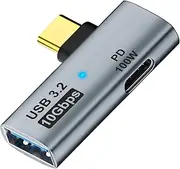 2-in-1 USB C to USB 3.2 Adapter with 100W Charging Port, Thunderbolt 4/3 OTG Converter for Rog Ally, Steam Deck, Quest 2, iPhone 15 Series, iPad, MacBook and More Type C Device - Grey