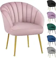 ALFORDSON Armchair with Velvet Upholstery, Leisure Occasional Accent Chair with Solid Golden Chrome Steel Legs, Nursing Lounge Sofa for Reading Dressing Bedroom Living Room, Max 180kg, Kendra Pink