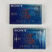 Sony Hi-Fi Type I Normal Bias Blank Cassette Tape 60 Minutes Lot of 2 Tapes